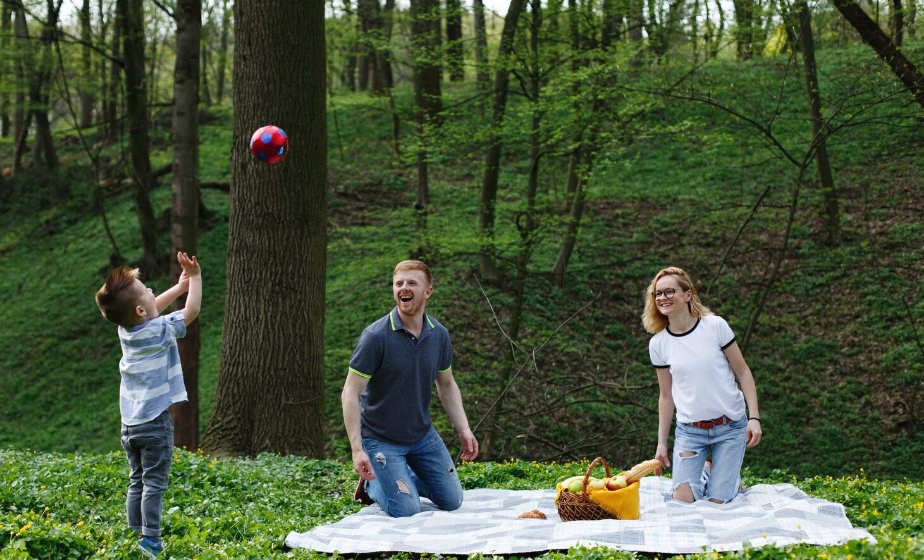 Family enjoying an outdoor park day
